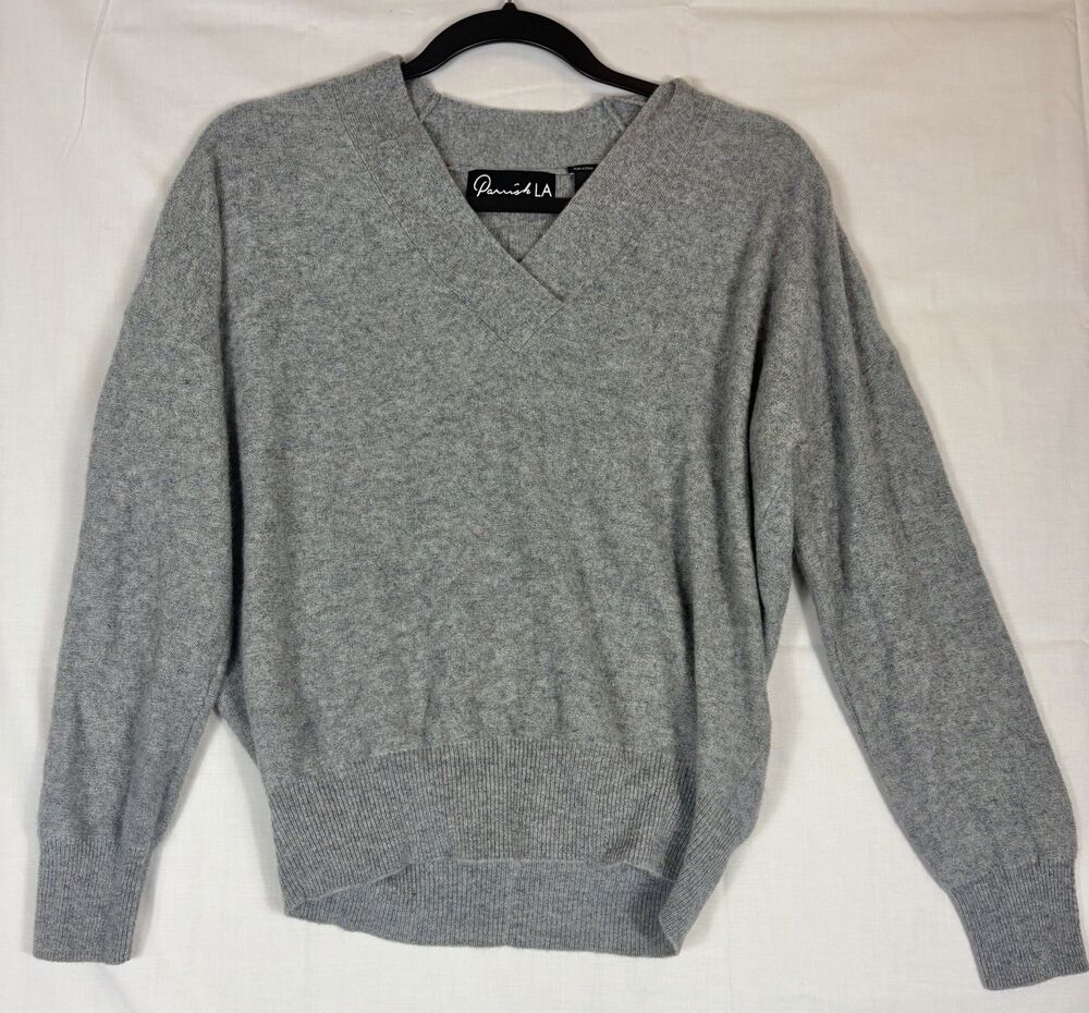 Parrish LA Cashmere Sweater V-Neck Gray Women’s XS